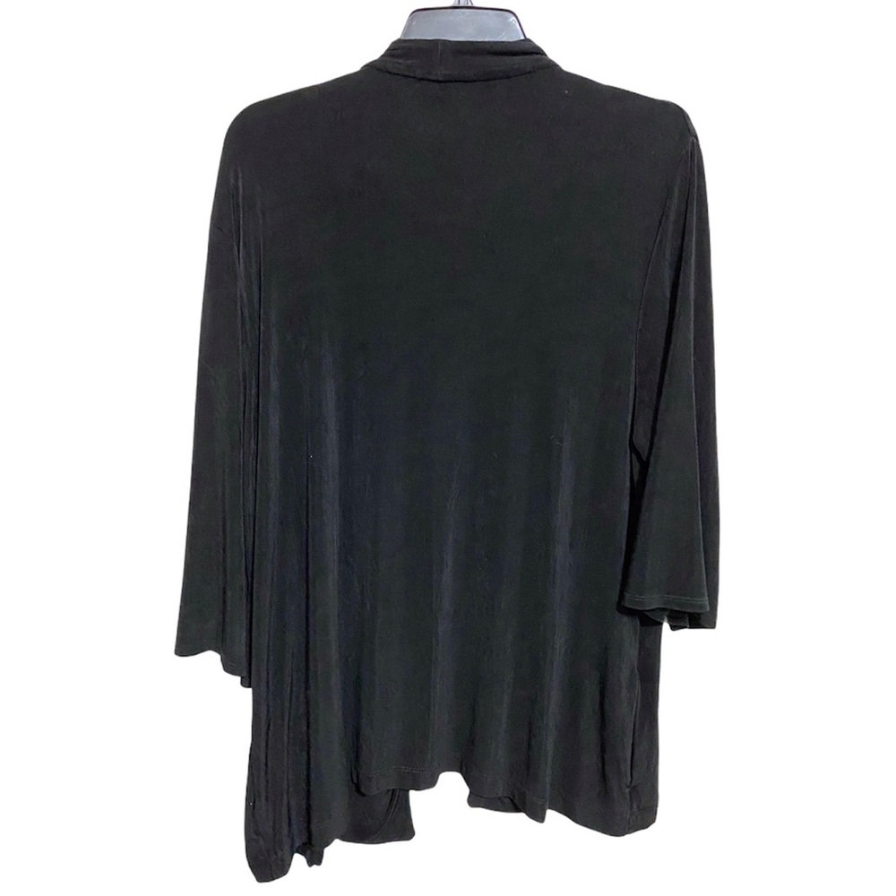 CHICOS traveler’s cardigan open front black slinky acetate sz 3